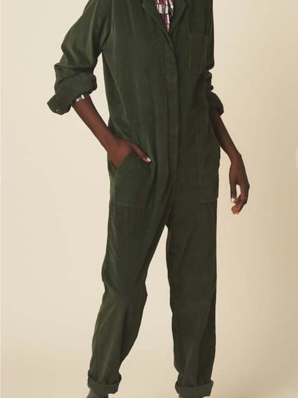 Hartford Olive Corduroy Utility Jumpsuit